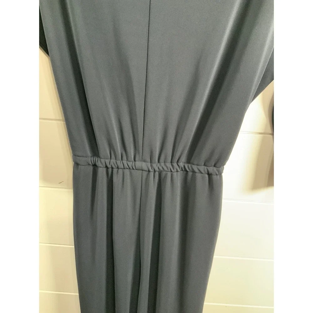 Lauren Ralph Lauren Womens Stretch Jersey Jumpsuit M Blue Tie Keyhole 3/4 Sleeve - Picture 6 of 14